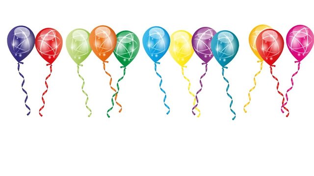 Luftballons mit Band, Bewegung, balloons with ribbon