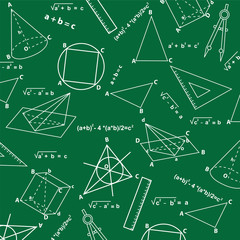 Mathematics - school supplies, geometric shapes and expressions