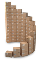 Rising sales, Cardboard boxes concept