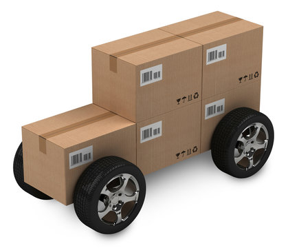 Cardboard boxes, delivery concept, isloated
