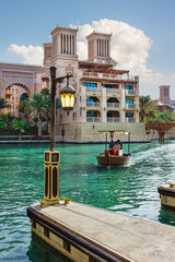 Pier with a lantern in the Strait of Jumeirah in Dubai