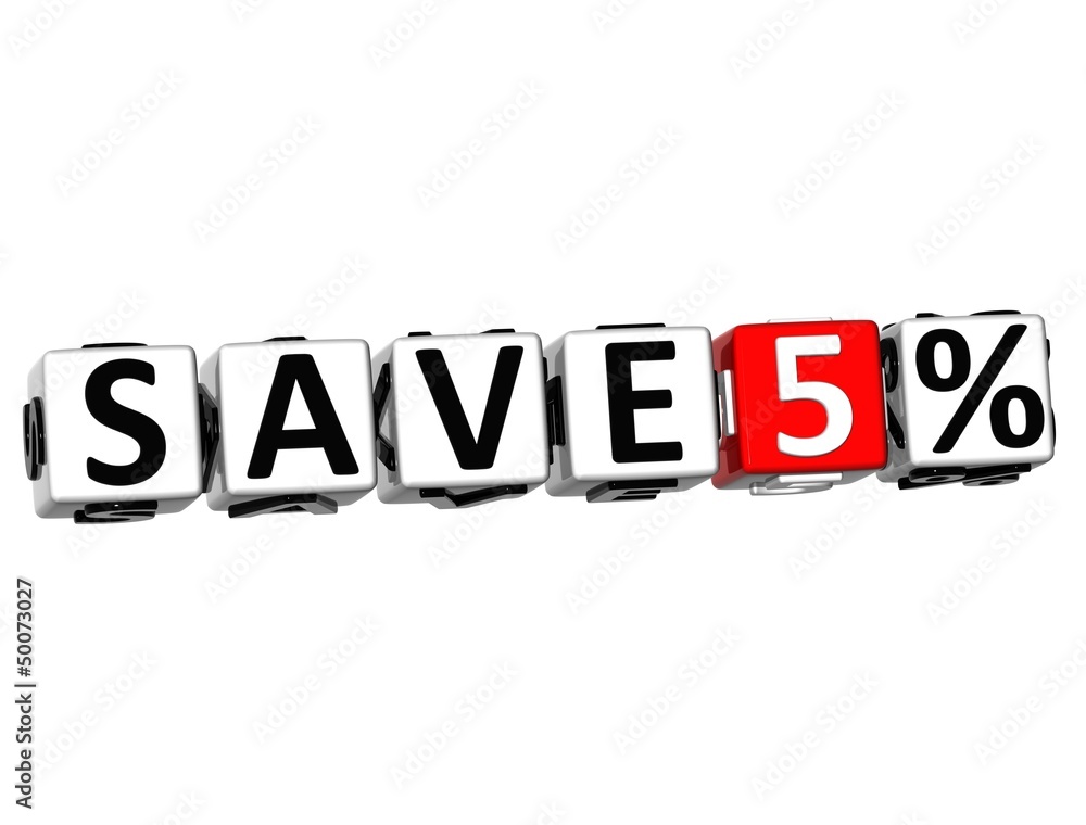 Poster 3d save 5% button click here block text