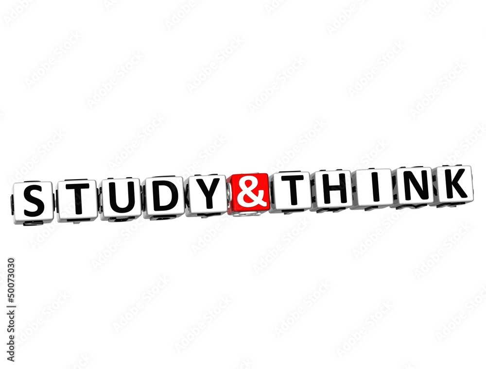 Poster 3d study and think button click here block text