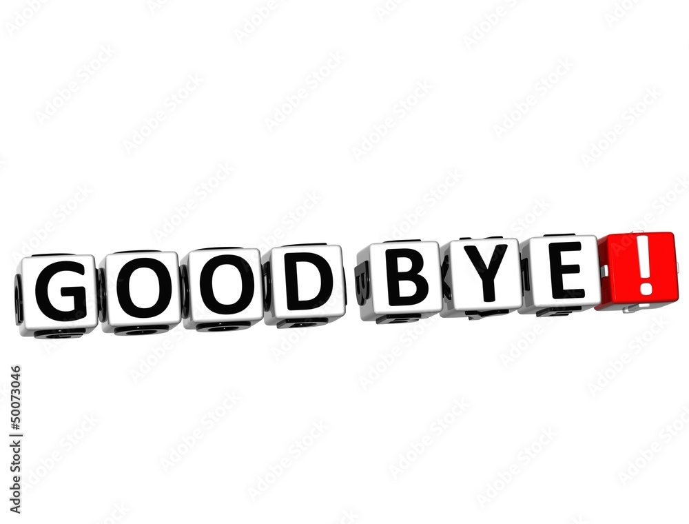 Poster 3d good bye! button click here block text