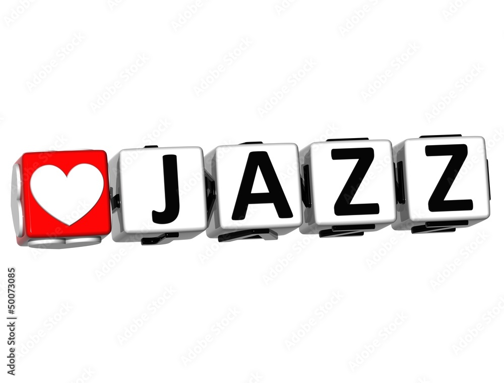 Poster 3d love jazz button click here block text