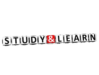 3D Study And Learn Button Click Here Block Text
