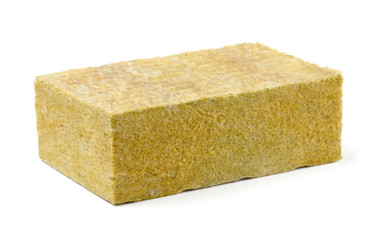 Piece of yellow fiberglass insulation mat