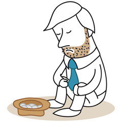 Geschäftsmann, Bettler, arm, bankrott, Hut, Münzen