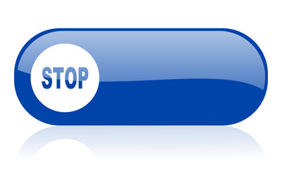 stop blue web glossy icon
