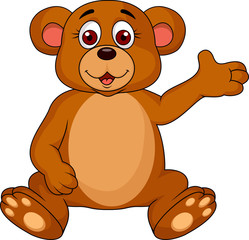 Cute bear cartoon waving