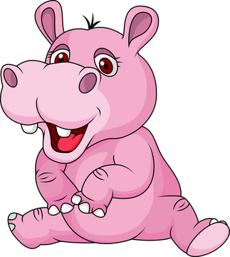 Cute hippo cartoon sitting