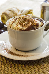 Hot chocolate cup with whipped cream