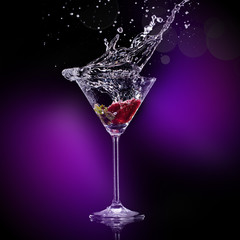martini drink over dark background