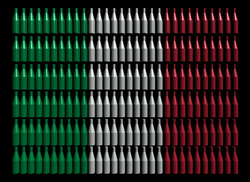 Abstract Wine Bottles With Italian Flag Illustration