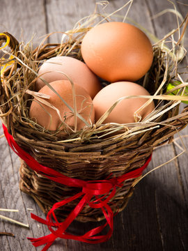 eggs in brown basket