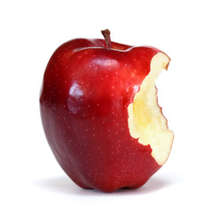red apple with bite
