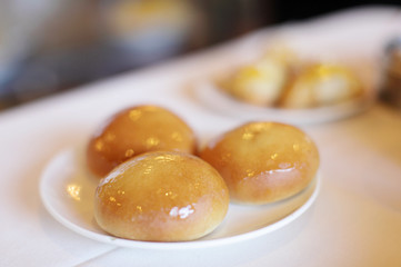 Sticky buns at a Chinese restaurant.