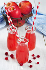 Cranberry juice in glass jars