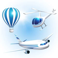 Printed roller blinds Aircraft, balloon Set of icons transport