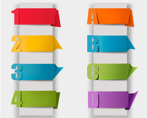 Abstract origami retro banners with litters and numbers. Vector