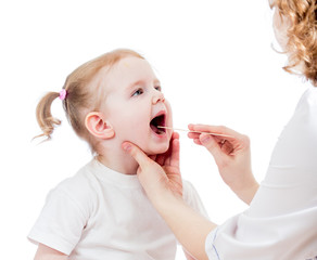 doctor examining baby isolated on white background