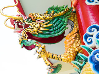 Colorful chinese dragon statue