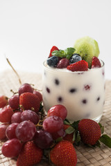 yogurt with grapes, kiwi and berries
