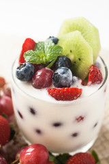 yogurt with grapes, kiwi and berries