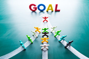 Goal and Teamwork concept, group of people with the same goal