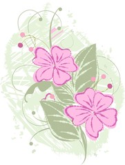 Greeting card with stylized flower. Vector illustration.