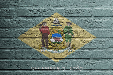 Brick wall with a painting of a flag, Delaware