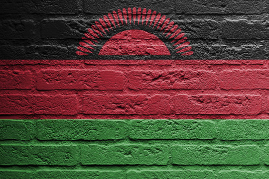 Brick wall with a painting of a flag, Malawi