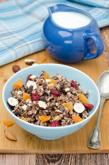 Chocolate granola with nuts and dried fruit