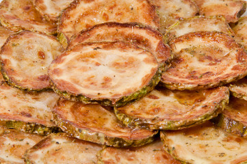 Fried squash rings with spices.