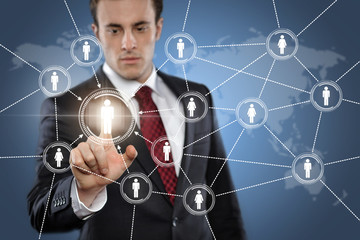 Man touching display Network