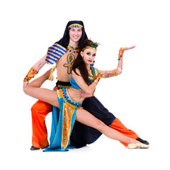 Fototapeta premium dancers couple dressed in Egyptian costumes posing
