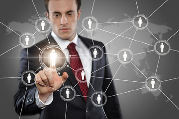 Man touching display Network