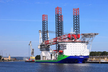 Ship for installing offshore wind turbines.