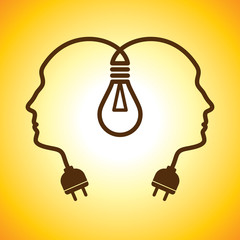 Human heads with Bulb symbol Business ; concepts