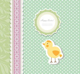 Vintage doodle baby bird chicken vector