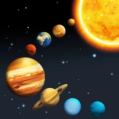 Fotobehang Het zonnestelsel - melkweg - astronomie voor kinderen © honeyflavour