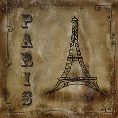 Papier Peint photo Lavable Illustration Paris Carte vintage de Paris