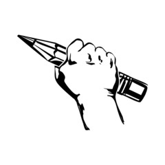 hand holding pencil vector