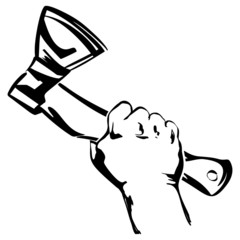 hand holding ax vector