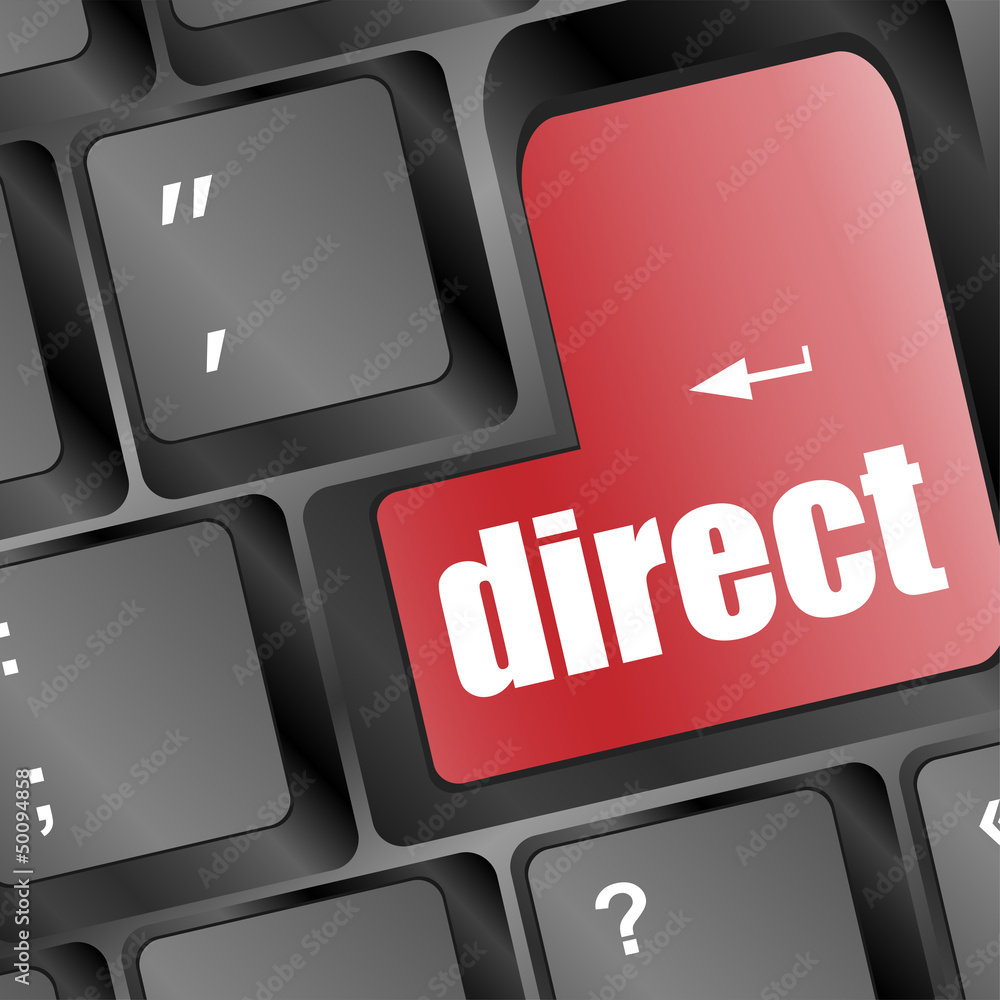 Poster computer keyboard with direct key. business concept