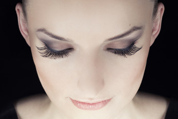 Woman eyes with long eyelashes