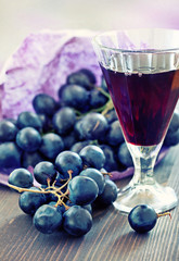 black grapes and red wine