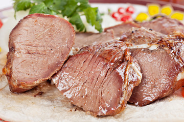 Roasted meat  and vegetables