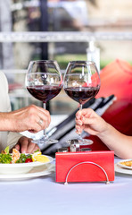 Glasses with red wine