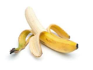 Peeled Banana, isolated on white